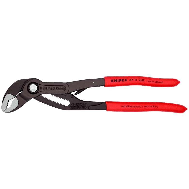 KNIPEX 87 11 250 Cobra©matic Pinzas de extensión recubiertos de plástico antideslizante acabado pavonado 250 mm