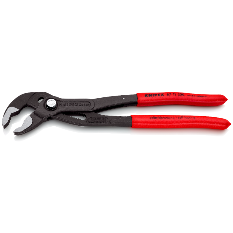 KNIPEX 87 11 250 Cobra©matic Pinzas de extensión recubiertos de plástico antideslizante acabado pavonado 250 mm