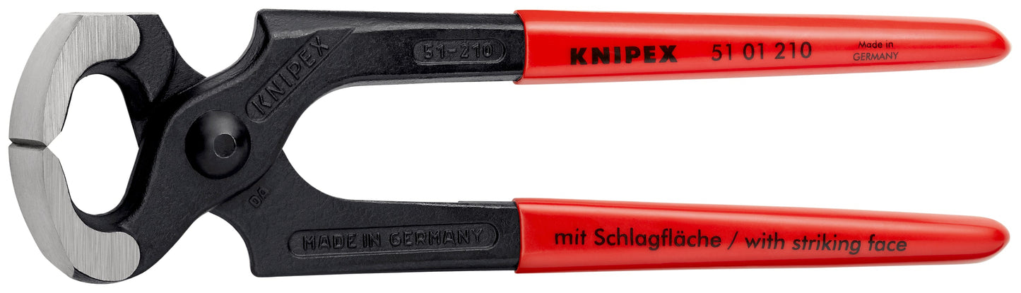 KNIPEX 51 01 210 SB Tenaza para carpintero de corte frontal tipo martillo con mangos de plástico pavonada 210 mm (8.25'')
