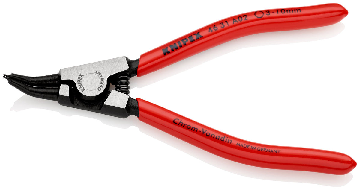 KNIPEX 46 31 A02 Pinza para anillos de retención exteriores con puntas ángulo 45° con mangos de plástico pavonada 130 mm (5'')