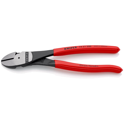 KNIPEX 74 21 200 SB Pinza de corte diagonal de alta palanca con ángulo de 12° con mangos de plástico pavonada 200 mm (8'')