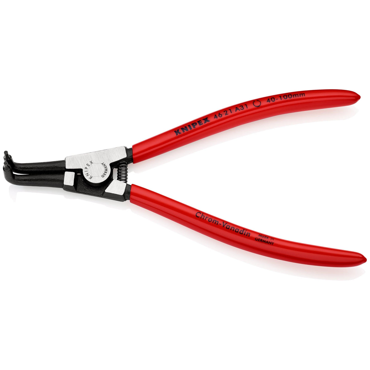 KNIPEX 46 21 A31 SB Pinza para anillos de retención exteriores con puntas ángulo 90° con mangos de plástico pavonada 200 mm (8'')