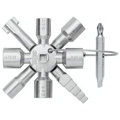 KNIPEX 00 11 01 Llave universal TwinKey para gabinetes de control cromada 95 mm (3.5″)