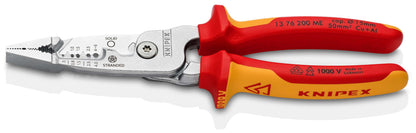 KNIPEX 13 76 200 ME Pinza aislada pelacables multifunción versión métrica con mangos ergonómicos 1000V cromada 200 mm (8'')