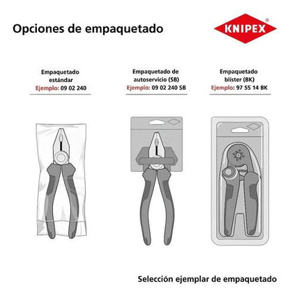 KNIPEX 87 01 125 Pinza de extensión pico de loro Cobra con mangos de plástico pavonada 125 mm (5'')