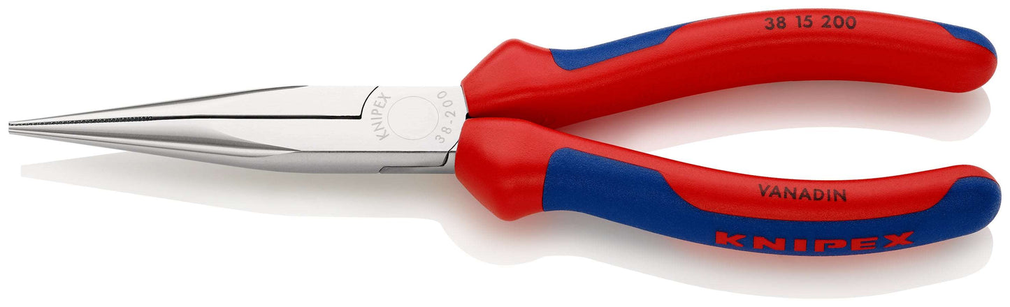 KNIPEX 38 15 200 Pinza de punta larga para mecánicos con mangos ergonómicos cromada 200 mm (8'')