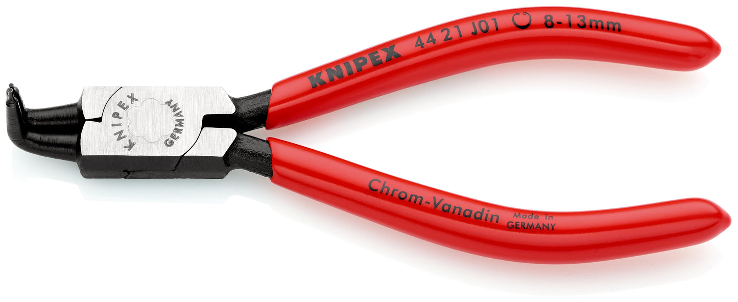 KNIPEX 44 21 J01 SB Pinza para anillos de retención interiores con puntas ángulo 90° con mangos de plástico pavonada 130 mm (5'')