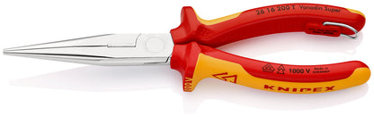 KNIPEX 26 16 200 T Pinza aislada de punta larga con filos de corte con mangos ergonómicos 1000V con protección anticaídas cromada 200 mm (8″)