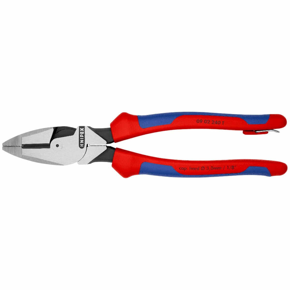KNIPEX 09 02 240 T Pinza de electricista modelo americano con mangos ergonómicos con protección anticaídas pavonada 240 mm (9.5'')