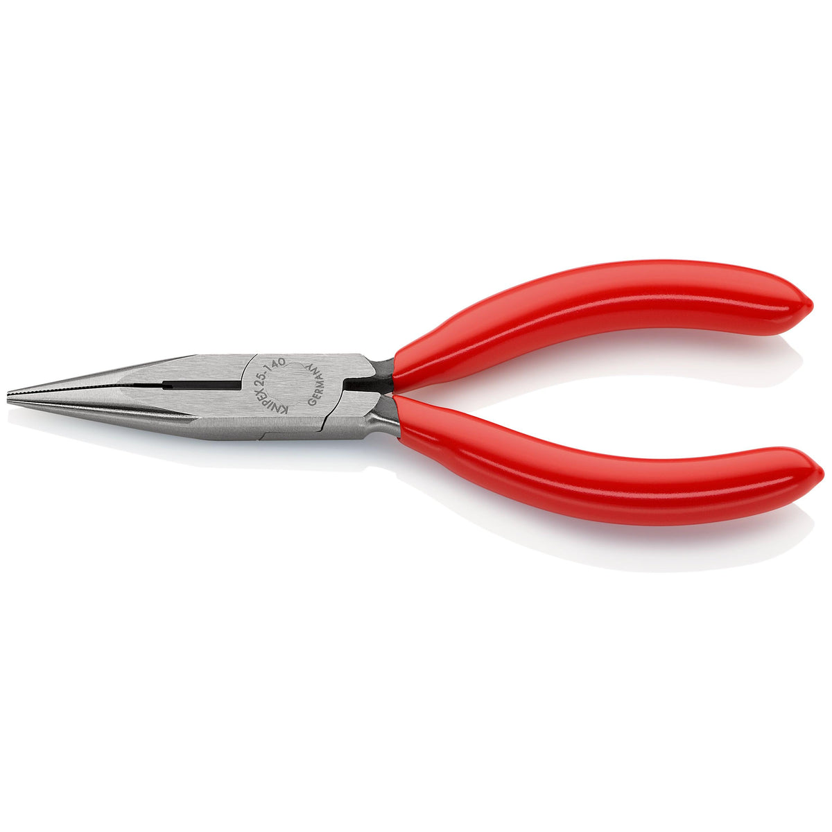 KNIPEX 25 01 140 Pinza de punta larga con filos de corte con mangos de plástico pavonada 140 mm (5.5'')