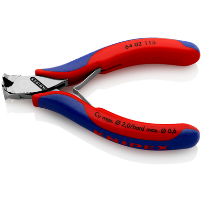 KNIPEX 64 02 115 SB Pinza de corte frontal para electrónica con mangos ergonómicos pulida 115 mm (4.5'')