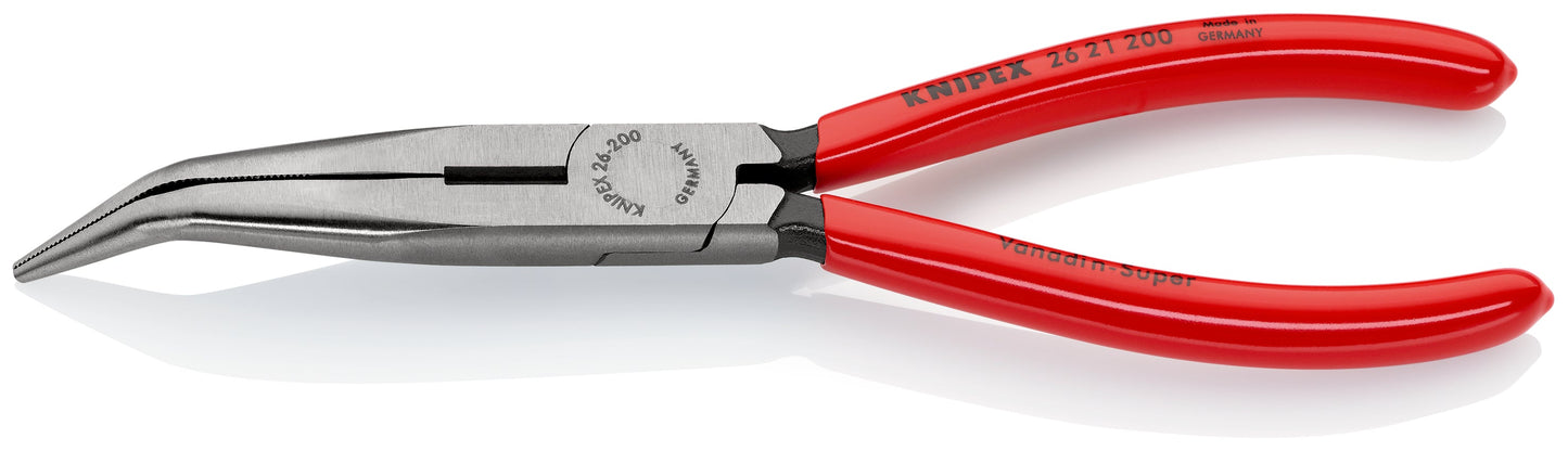KNIPEX 26 21 200 Pinza de punta larga con filos de corte ángulo de 40º con mangos de plástico pavonada 200 mm (8″)