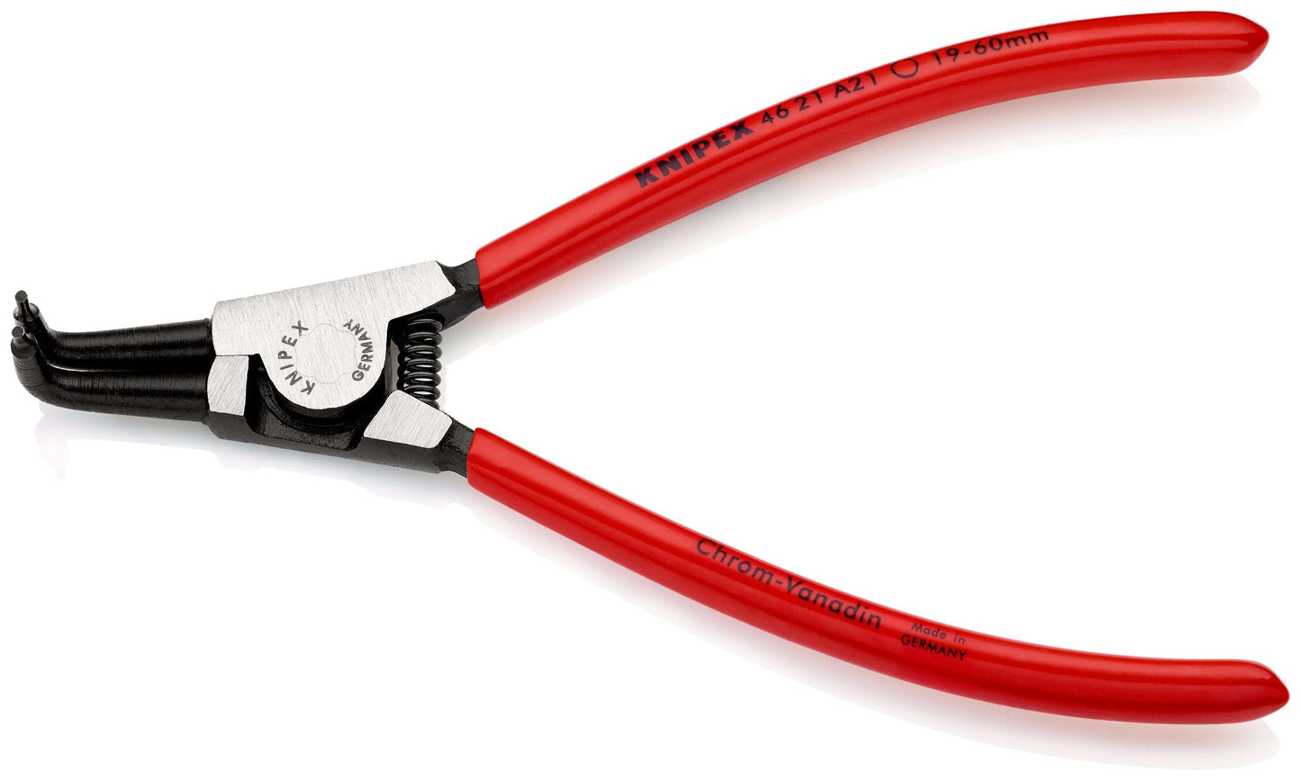KNIPEX 46 21 A21 Pinza para anillos de retención exteriores con puntas ángulo 90° con mangos de plástico pavonada 170 mm (6.75'')