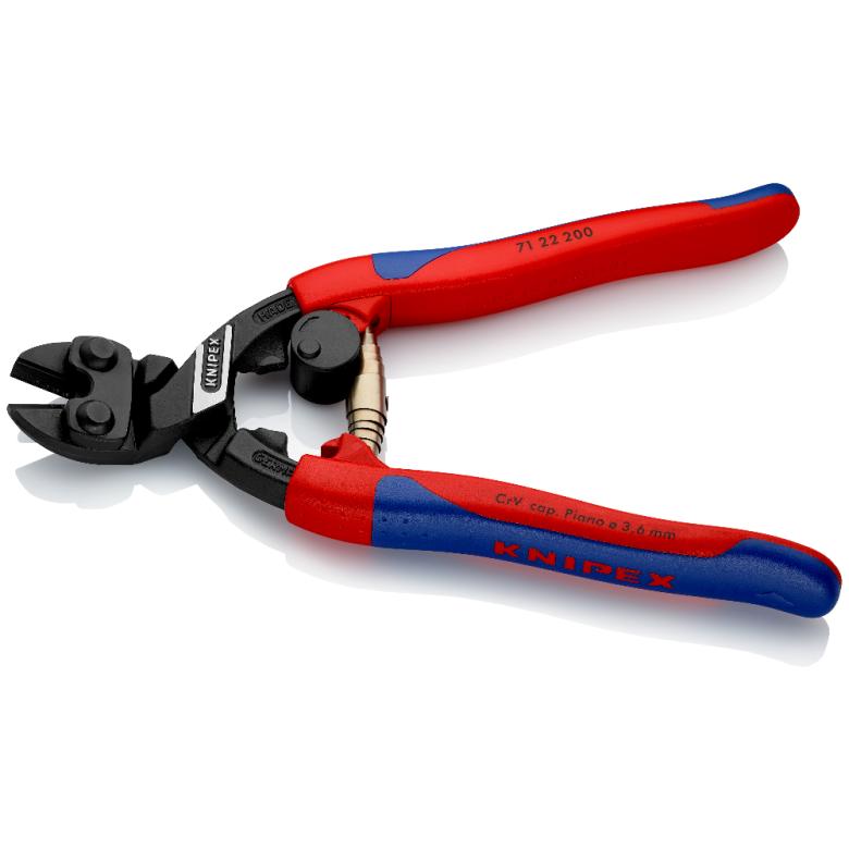 KNIPEX 71 22 200 Pinza cortapernos compacta CoBolt ángulo de 20° con mangos ergonómicos delgados pavonada 200 mm (8'')