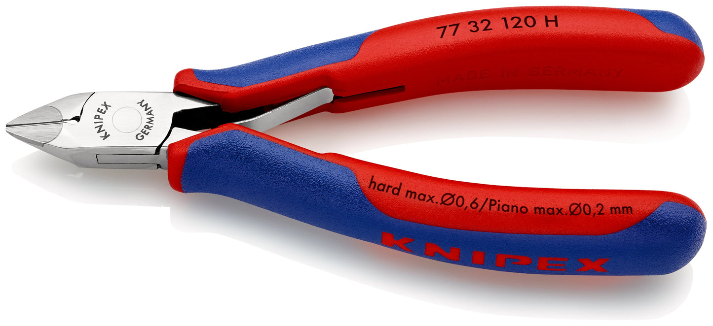 KNIPEX 77 32 120 H Pinza de corte diagonal para electrónica con filo de corte de metal duro con mangos en dos componentes 120 mm