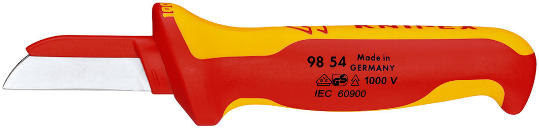 KNIPEX 98 54 Cuchillo pelacables recto aislado con cuchilla recubierta con mango ergonómico 1000V 190 mm (7.5'')