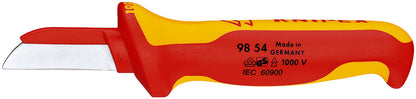 KNIPEX 98 54 Cuchillo pelacables recto aislado con cuchilla recubierta con mango ergonómico 1000V 190 mm (7.5'')