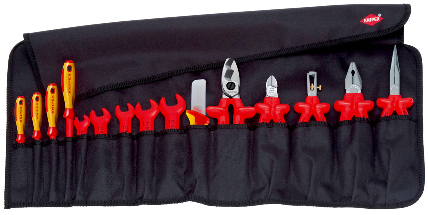 KNIPEX 98 99 13 Funda porta-herramientas 15 piezas Con Herramientas aisladas para trabajar en instalaciones eléctricas
