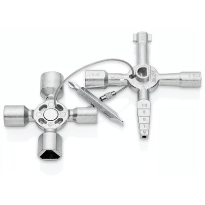 KNIPEX 00 11 01 Llave universal TwinKey para gabinetes de control cromada 95 mm (3.5″)