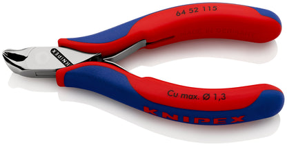 KNIPEX 64 52 115 Pinza de corte frontal tipo oblicuo para electrónica con mangos ergonómicos pulida 115 mm (4.5'')
