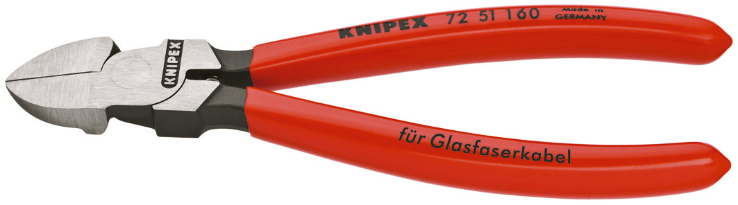 KNIPEX 72 51 160 Alicate de corte diagonal para fibra óptica con mangos de plástico 160 mm