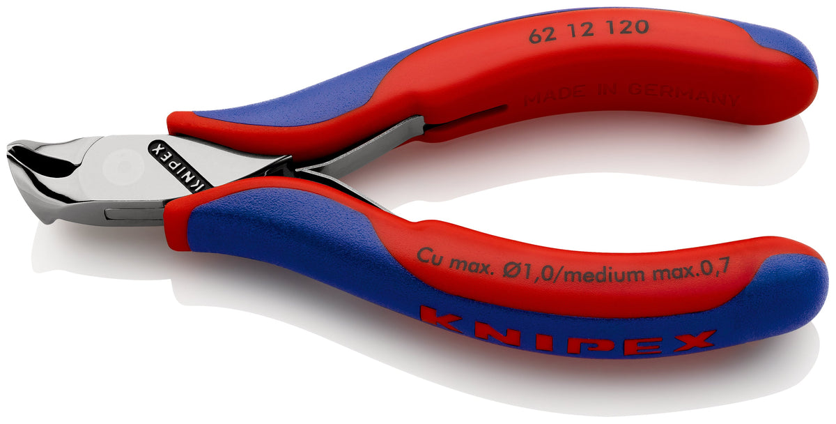 KNIPEX 62 12 120 Pinza de corte oblicuo para electrónica con mangos ergonómicos pulida 120 mm (4.75'')