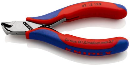 KNIPEX 62 12 120 Pinza de corte oblicuo para electrónica con mangos ergonómicos pulida 120 mm (4.75'')