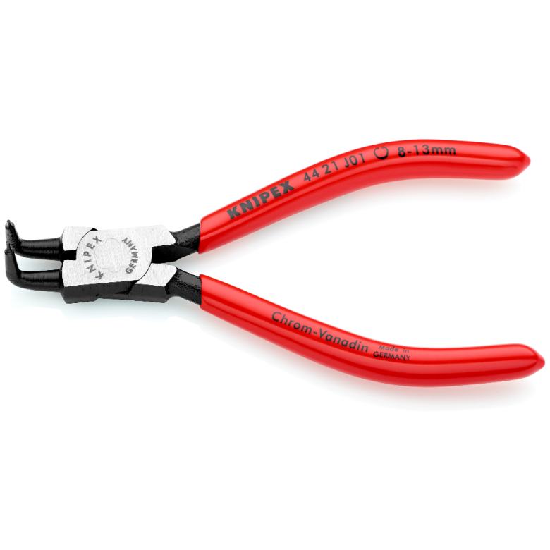 KNIPEX 44 21 J01 SB Pinza para anillos de retención interiores con puntas ángulo 90° con mangos de plástico pavonada 130 mm (5'')