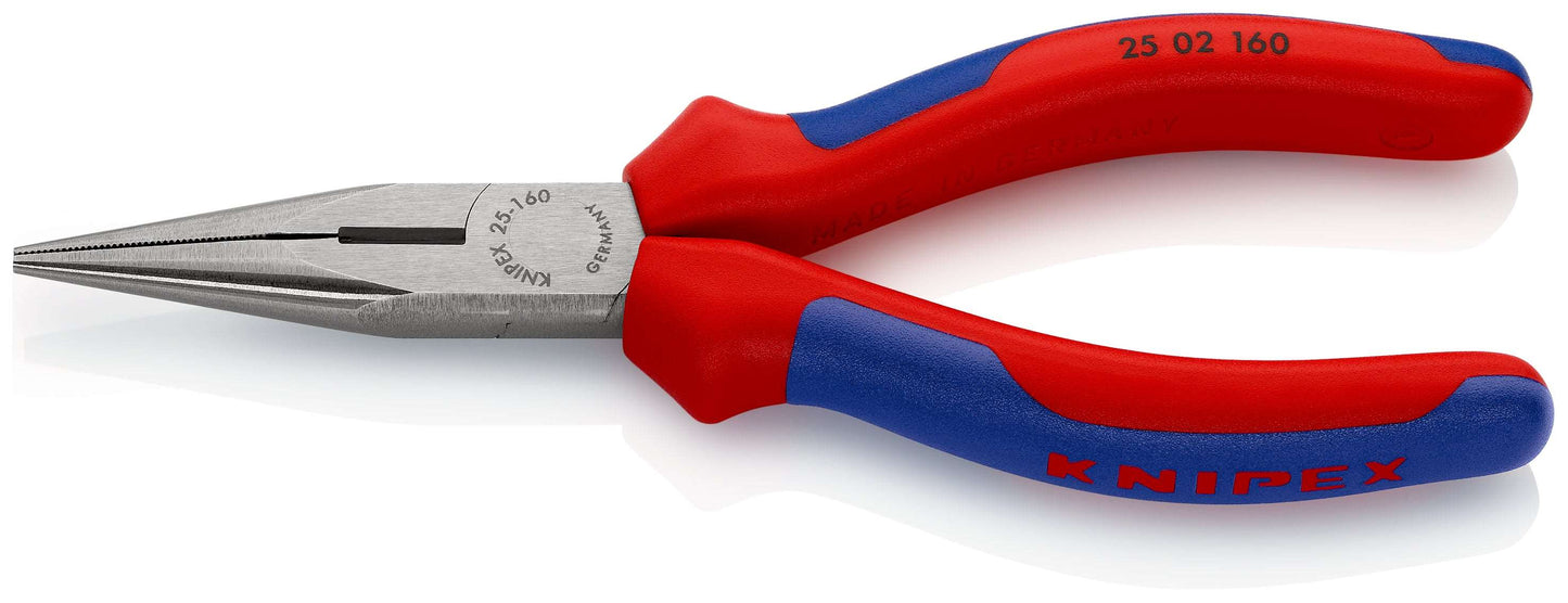 KNIPEX 25 02 160 Pinza de punta larga con filos de corte con mangos ergonómicos pavonada 160 mm (6.25″)