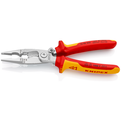 KNIPEX 13 96 200 SB Pinza aislada para instalaciones eléctricas 6 en 1 con mangos ergonómicos 1000V cromada 200 mm (8″)