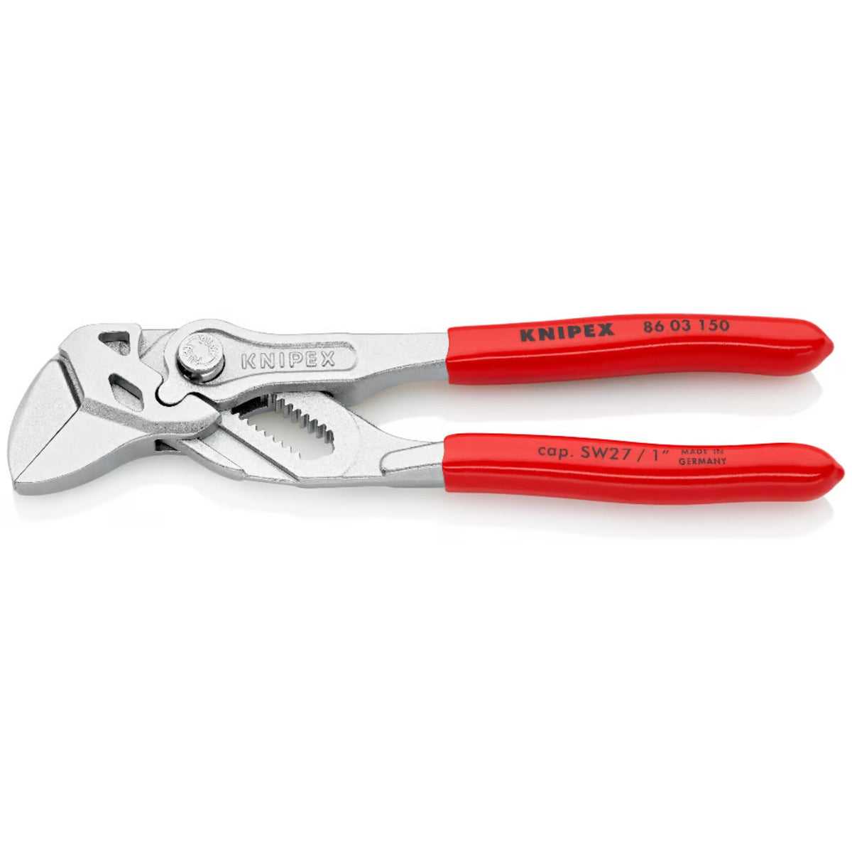 KNIPEX 86 03 150 Pinza de extensión y llave en una sola herramienta con mangos de plástico cromada 150 mm (6'')