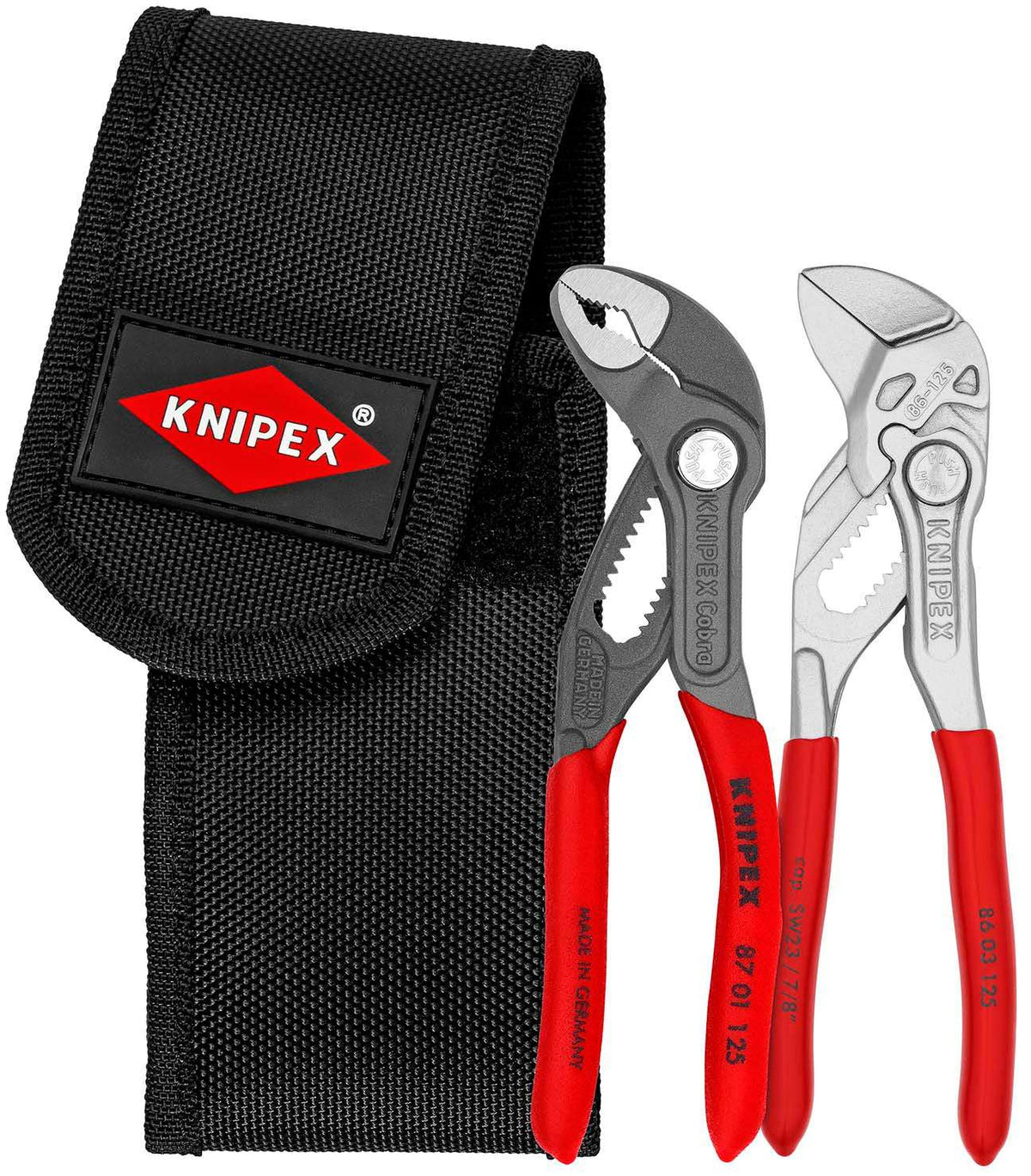 KNIPEX 00 20 72 V04 Juego de pinzas mini en bolsa porta-herramientas de cinturón 1 x 86 03 125, 1 x 87 01 125