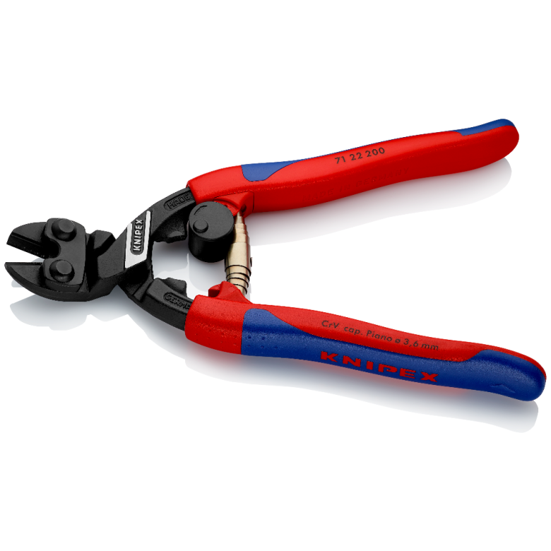 KNIPEX 71 22 200 SB Cortapernos compacto CoBolt con ángulo de 20 de alto apalancamiento 200 mm