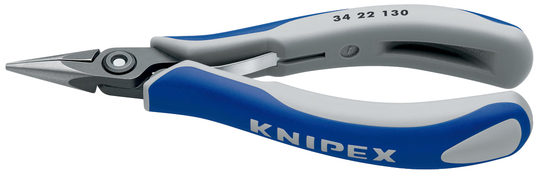 KNIPEX 34 22 130 Pinza de punta semi-redonda para electrónica con mangos ergonómicos bruñido 130 mm (5″)