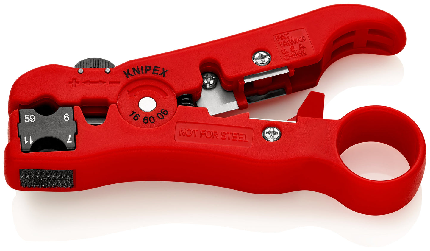 KNIPEX 16 60 06 SB Pelacables para cables coaxiales y cables de datos de plástico resistente a los golpes 125 mm (5″)