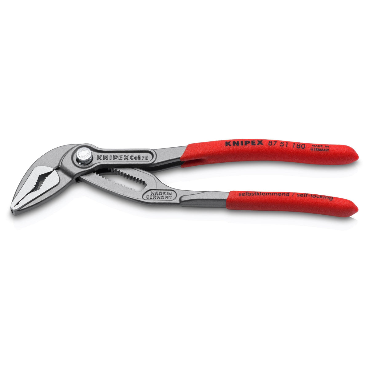 KNIPEX 87 51 180 SB Pinza de extensión pico de loro extra-delgada Cobra ES con mangos de plástico pavonada 180 mm (7'')