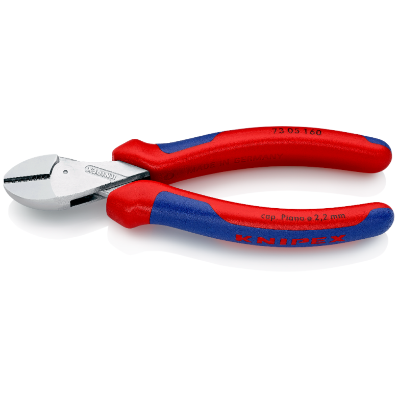 KNIPEX 73 05 160 SB Pinza de corte diagonal compacta X-Cut de alta palanca con mangos ergonómicos cromada 160 mm (6.25'')