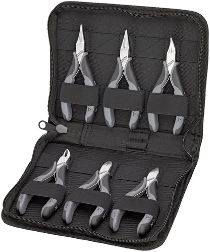 KNIPEX 00 20 17 Juego de pinzas de precisión antiestáticas para electrónica en estuche (6 piezas)