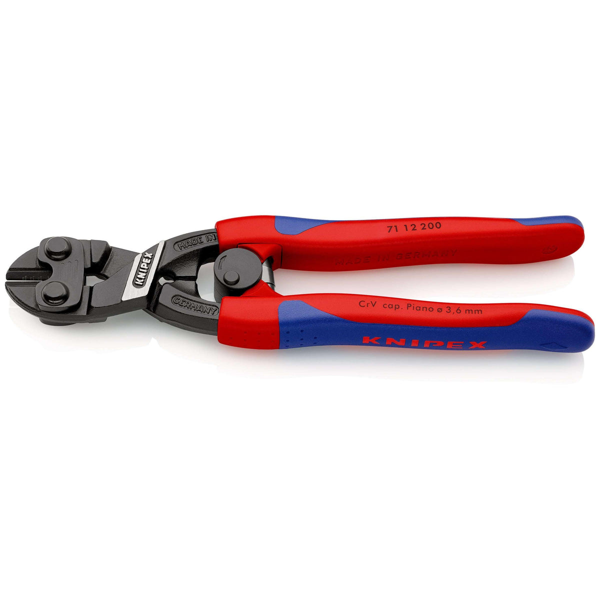 KNIPEX 71 12 200 Pinza cortapernos compacta CoBolt con muelle de apertura con mangos ergonómicos delgados pavonada 200 mm (8'')