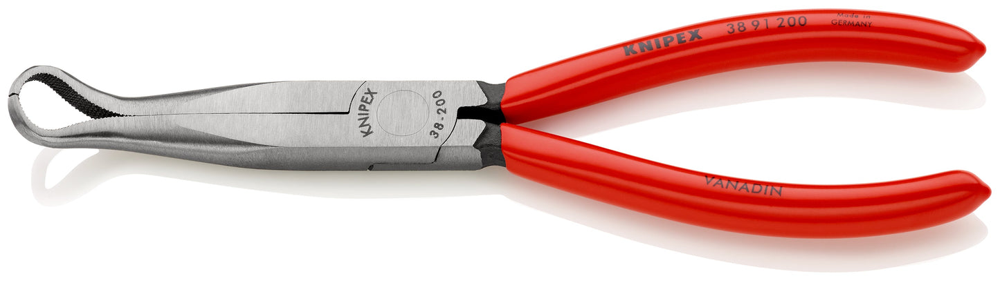 KNIPEX 38 91 200 Pinza de punta larga angulo de 45° para mecánicos con mangos de plástico cromada 200 mm (8'')