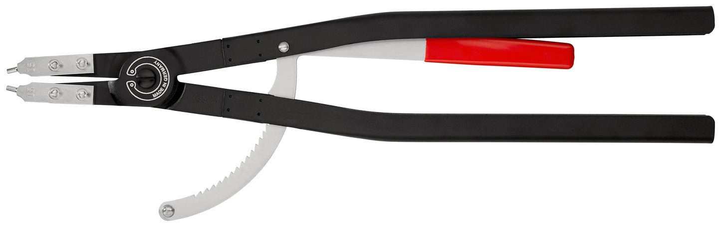 KNIPEX 44 10 J6 Pinza para anillos de retención interiores grandes con puntas rectas mangos sin recubrimiento pintura pulverizada negra 580 mm (22.75'')