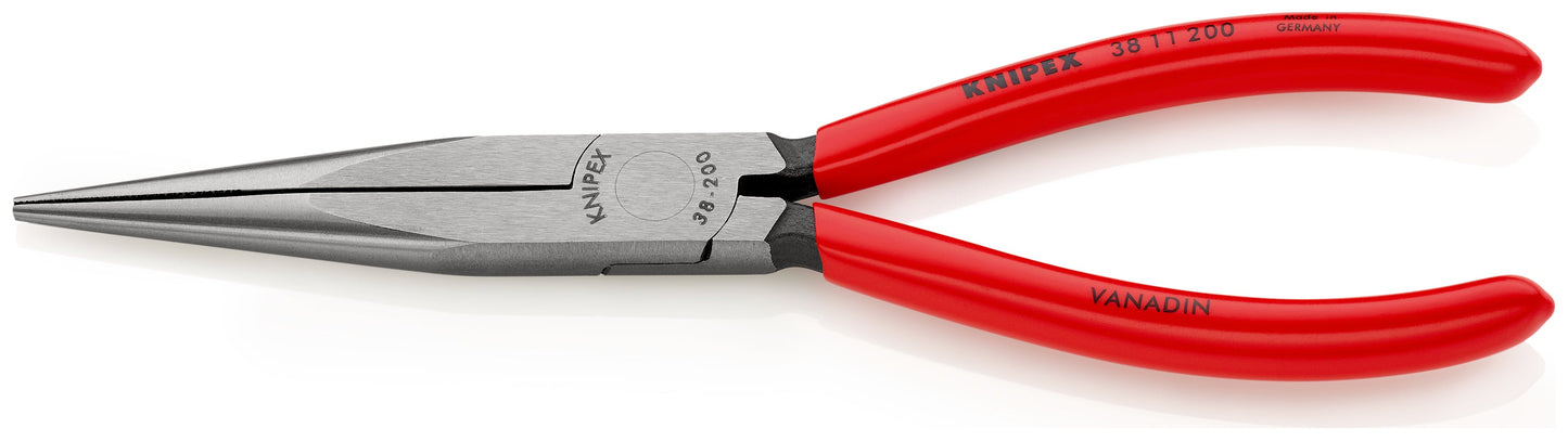 KNIPEX 38 11 200 Pinza de punta larga para mecánicos con mangos de plástico pavonada 200 mm (8'')