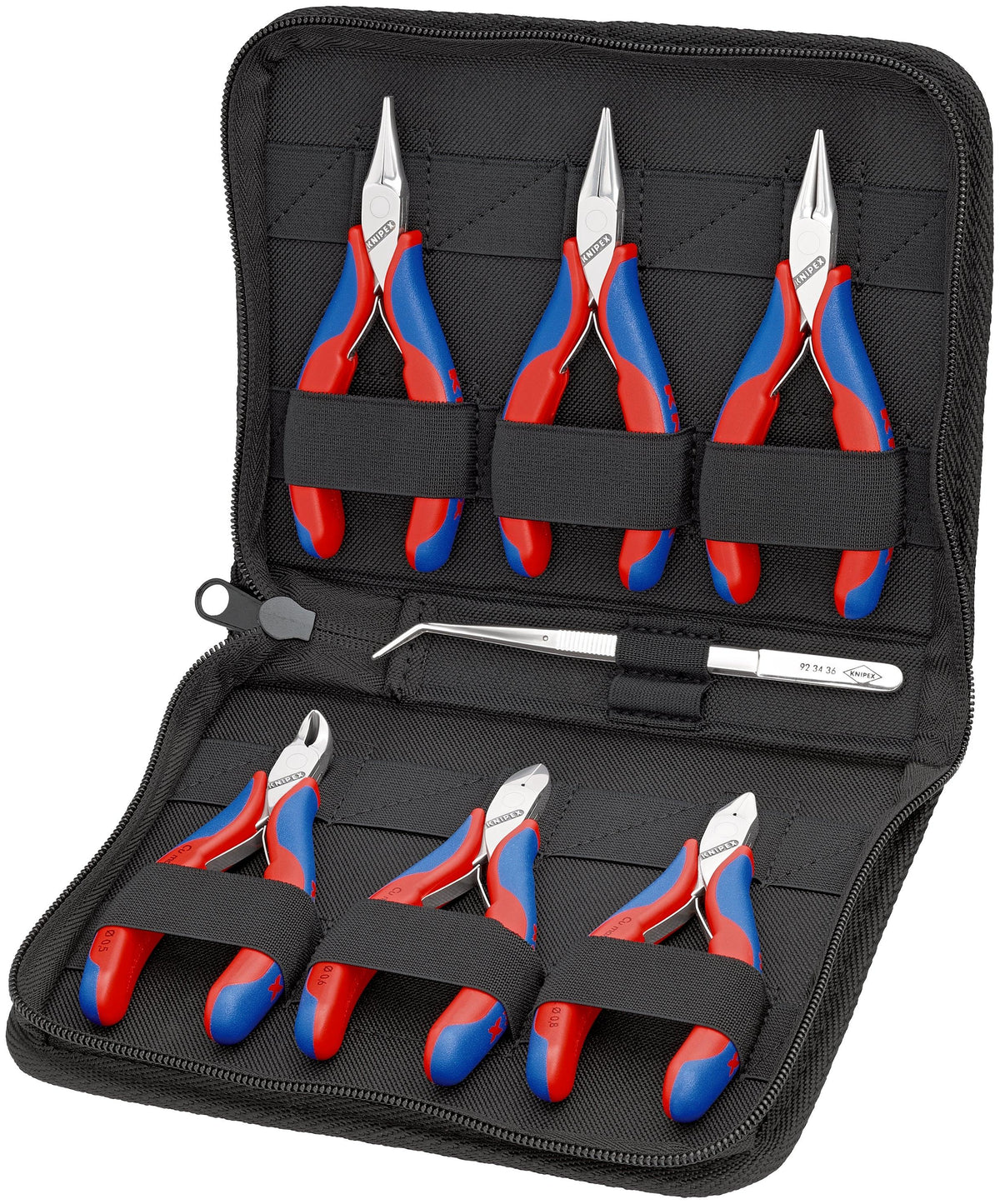 KNIPEX 00 20 16 Juego de pinzas para electrónica con pinza de precisión en estuche (7 piezas)