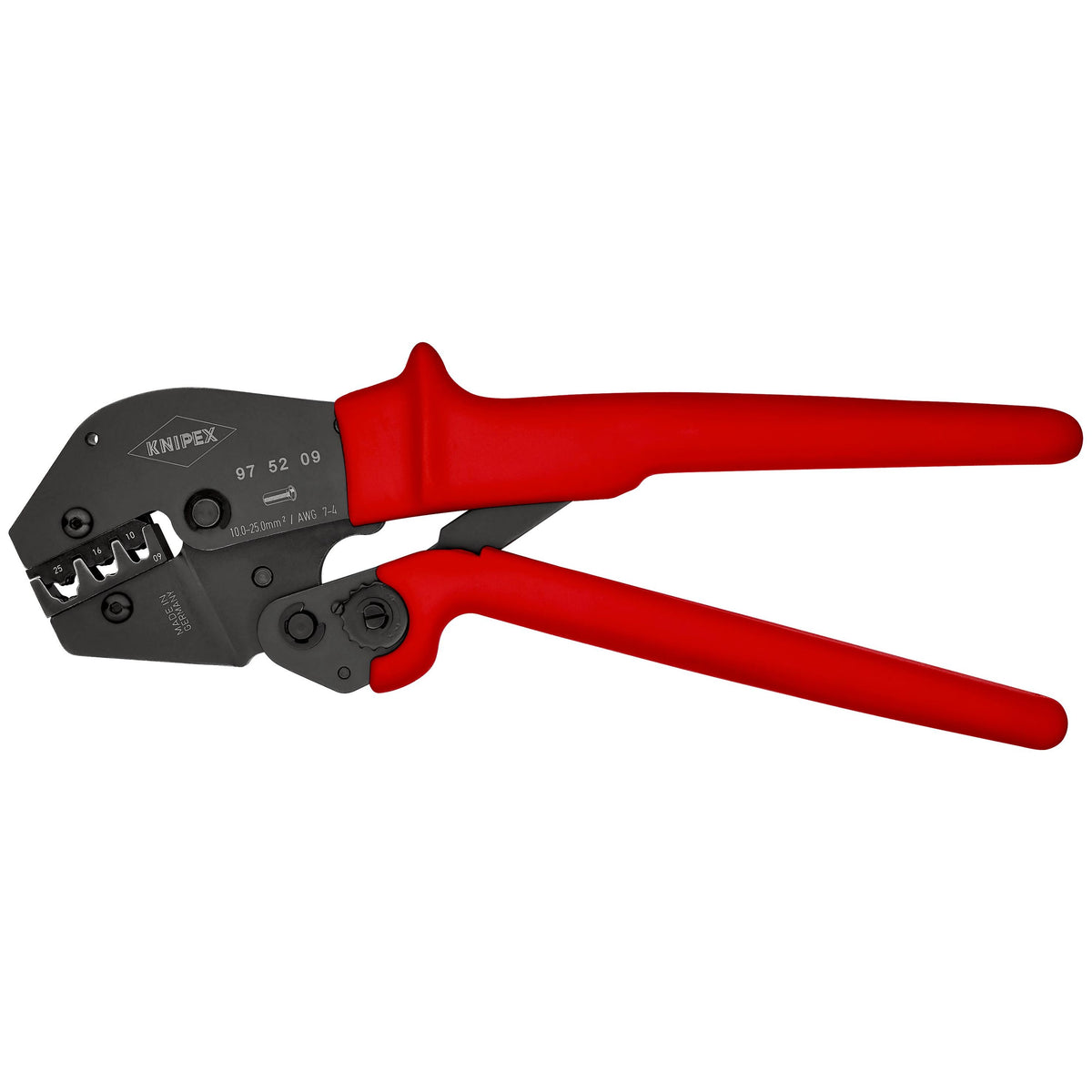 KNIPEX 97 52 09 Pinza crimpadora para terminales ferrules aisladas y no aisladas con mangos de plástico bruñida 250 mm (10'')