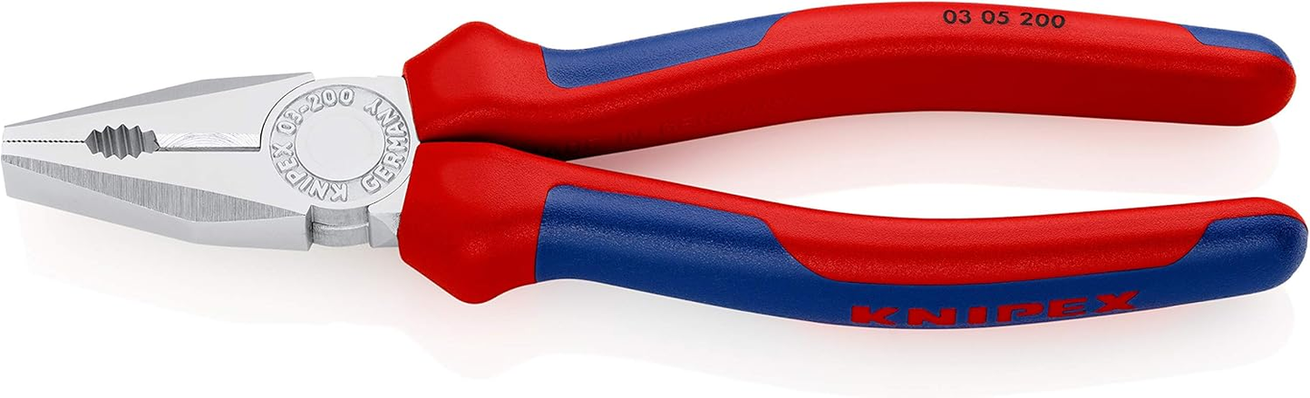 KNIPEX 03 05 200 SB Pinza universal con mangos ergonómicos cromada 200 mm (8″)