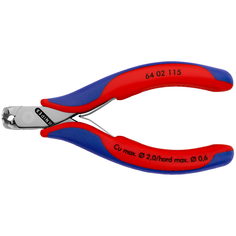 KNIPEX 64 02 115 SB Pinza de corte frontal para electrónica con mangos ergonómicos pulida 115 mm (4.5'')
