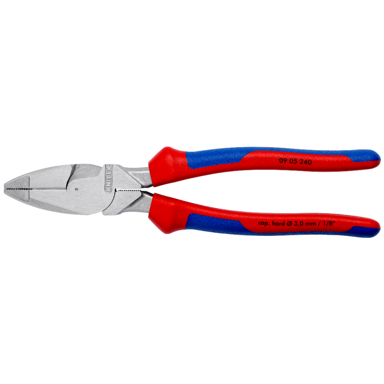 KNIPEX 09 05 240 Pinza de electricista modelo americano con mangos ergonómicos cromada 240 mm (9.5″)