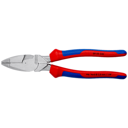 KNIPEX 09 05 240 Pinza de electricista modelo americano con mangos ergonómicos cromada 240 mm (9.5″)