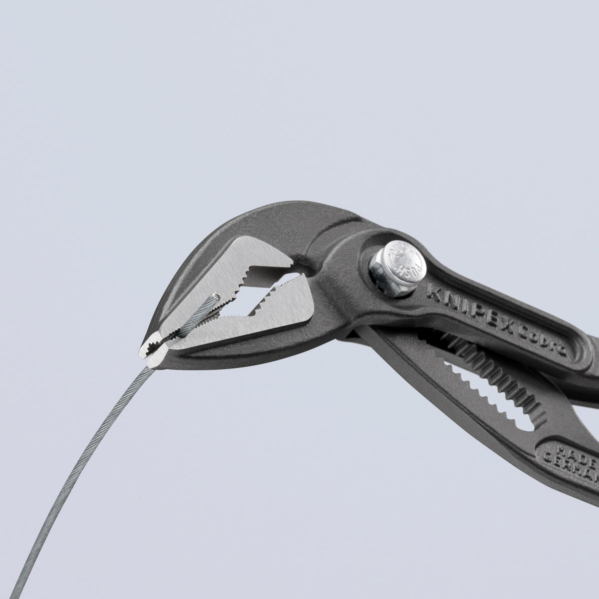 KNIPEX 87 51 180 SB Pinza de extensión pico de loro extra-delgada Cobra ES con mangos de plástico pavonada 180 mm (7'')