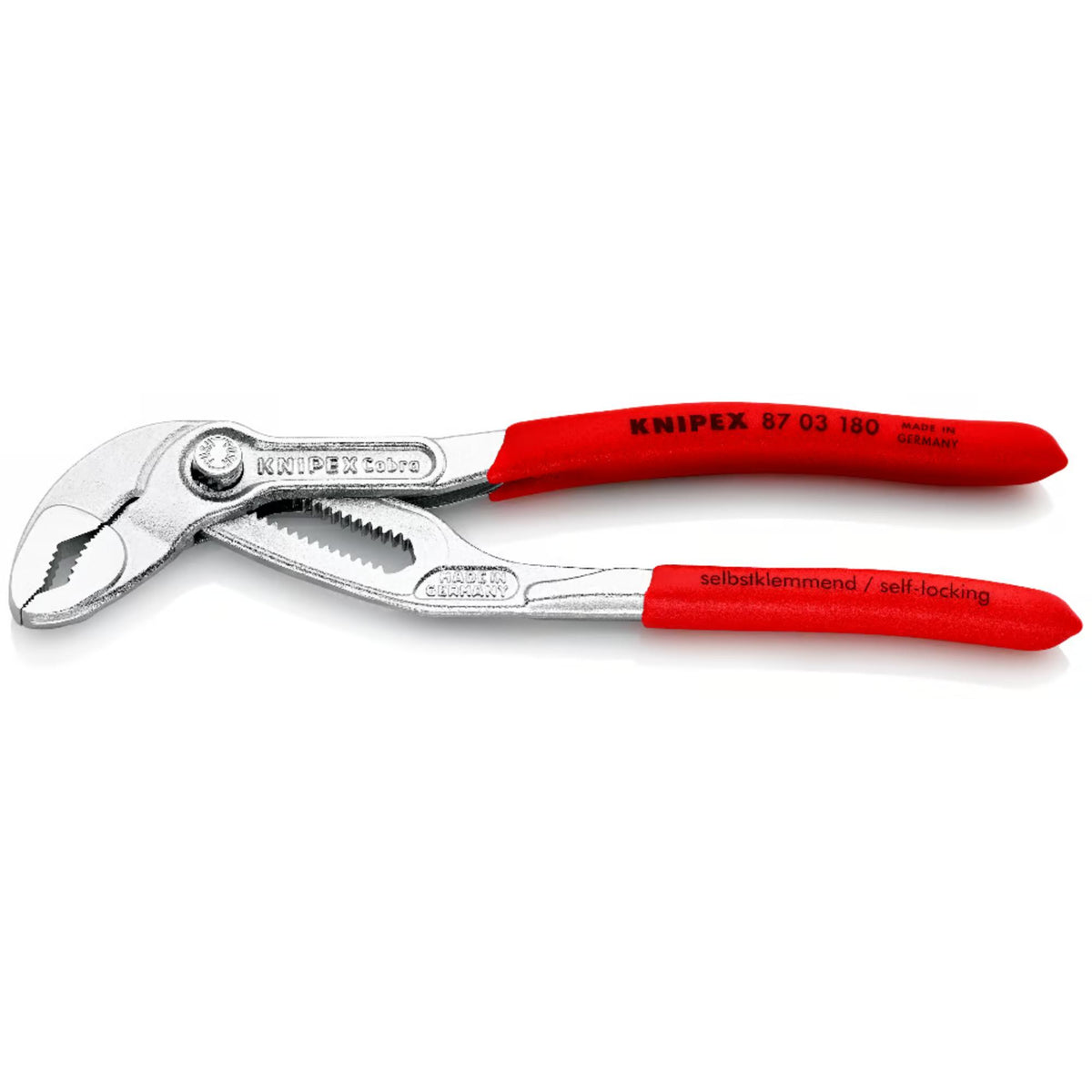 KNIPEX 87 03 180 Pinza de extensión pico de loro Cobra con mangos de plástico cromada 125 mm (7'')